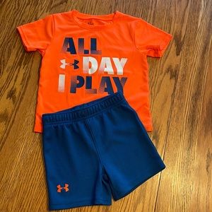 Under Armour, 2-piece set - Size 18 months, Fluorescent orange and royal blue